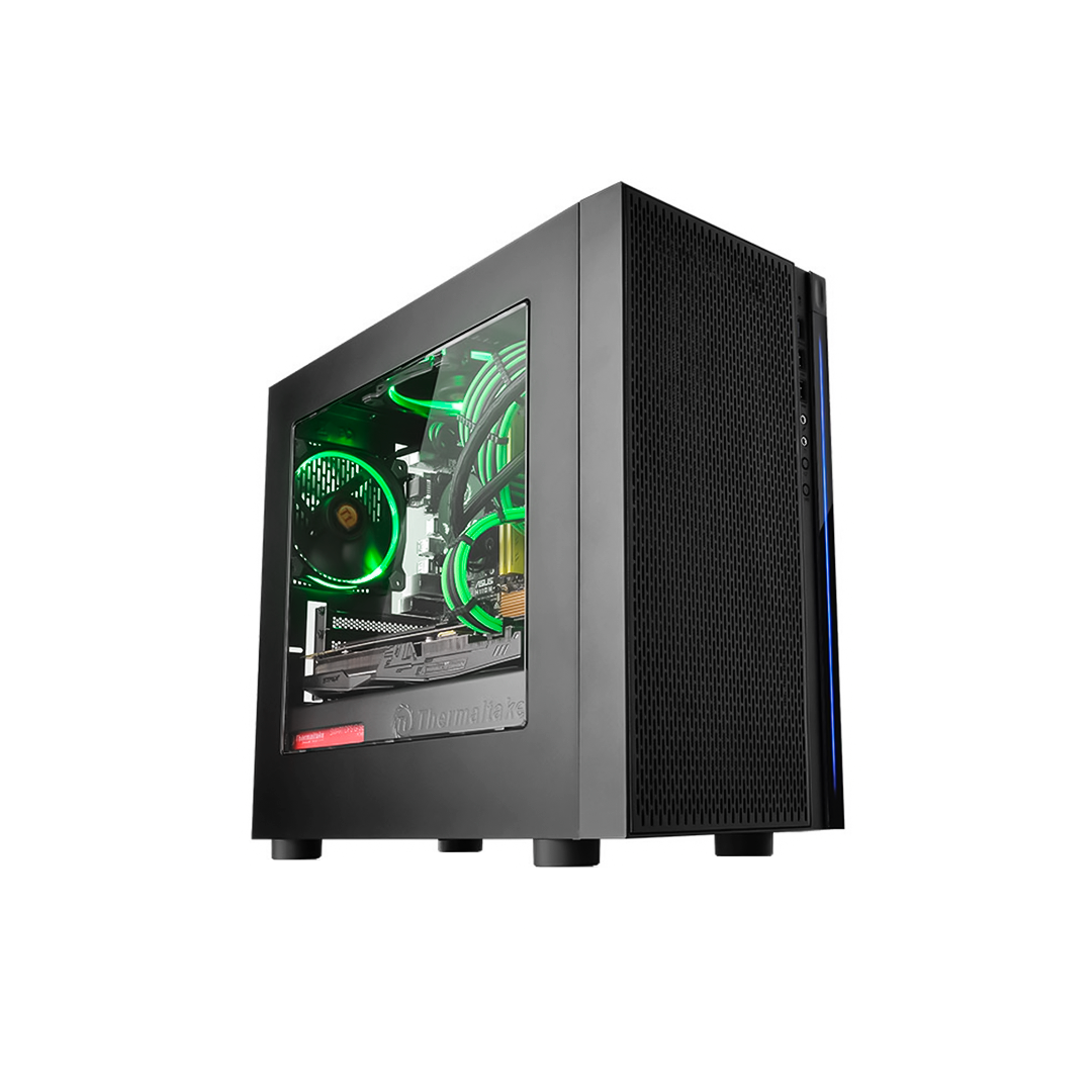 CASE THERMALTAKE VERSA H18 TG, MICRO ATX, NEGRO, USB 3.0/2.0, AUDIO