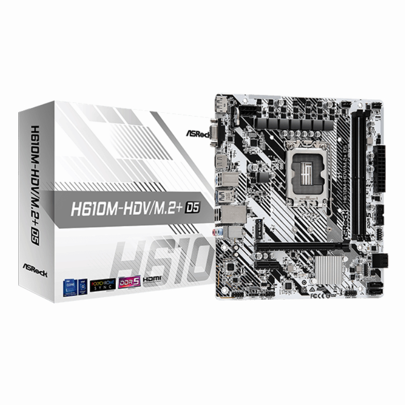 PLACA MADRE ASROCK H610M-HDV/M.2+D5 CHIPSET INTEL H610, LGA1700, MATX (90-MXBM50-A0UAYAZ)